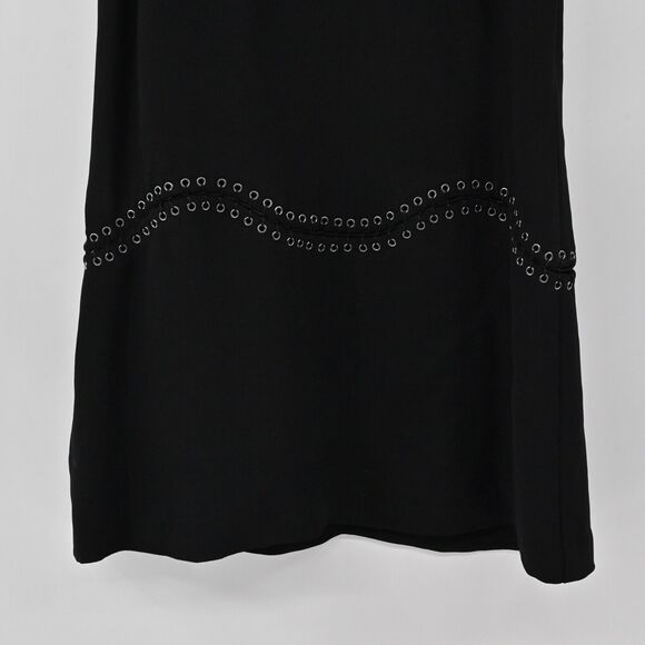 RAMY BROOK Dress Sz 2 Black Grommet Lace Up Drop Waist V Neck Shift Sleeveless - Picture 4 of 12